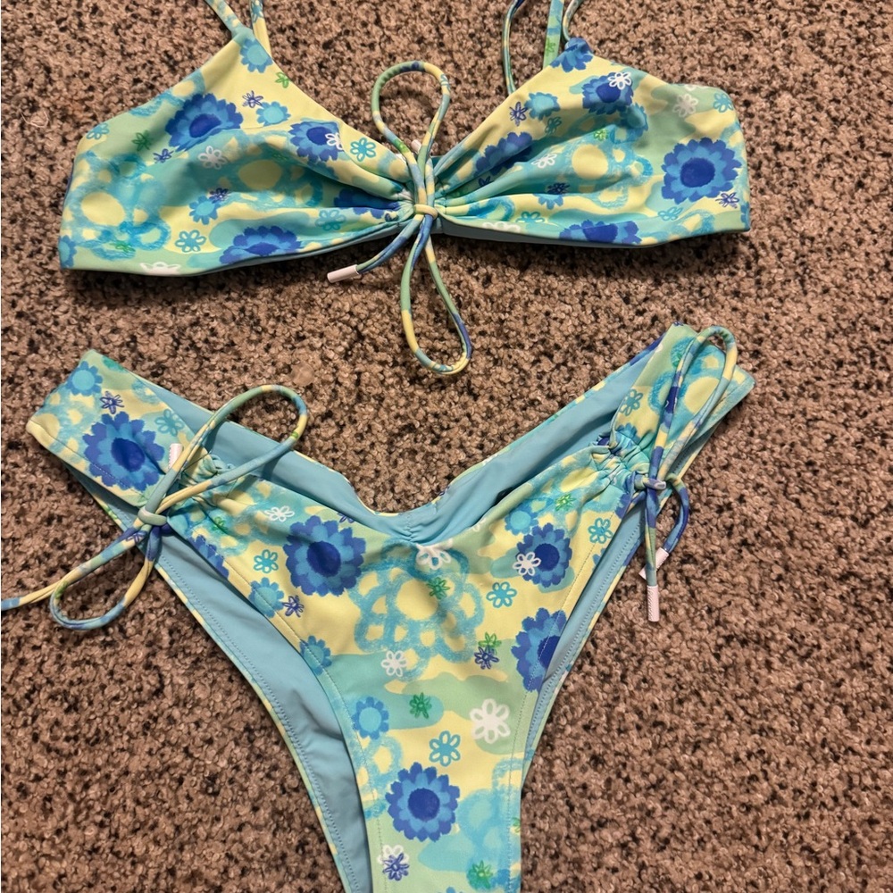 Kulani Kinis Blue and Green Floral Bikini Set
